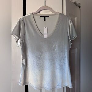 White House Black Market silver velvet tee